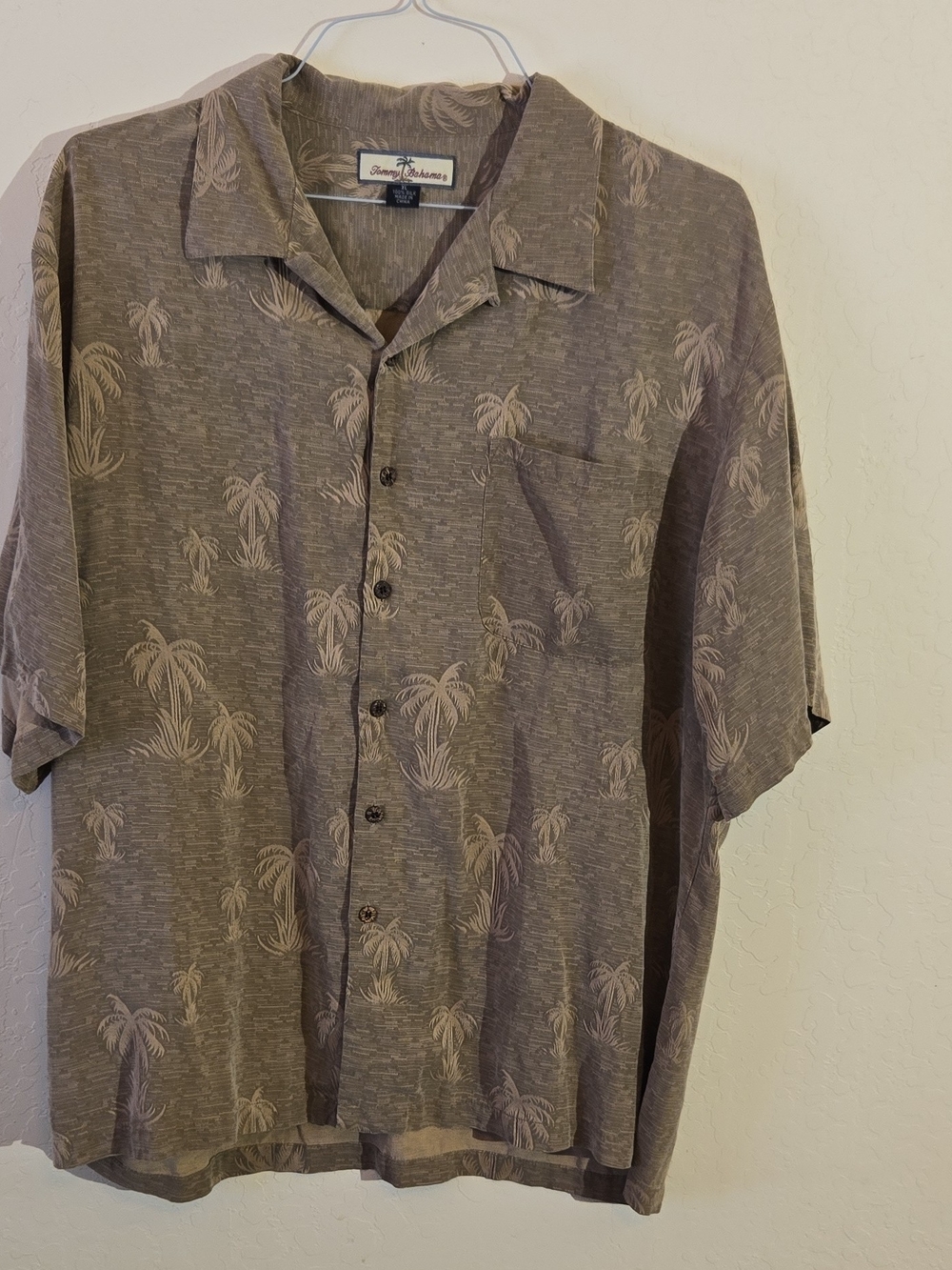Tommy Bahama Men's Short-Sleeve Palm Print Button-Down Shirt - Taupe